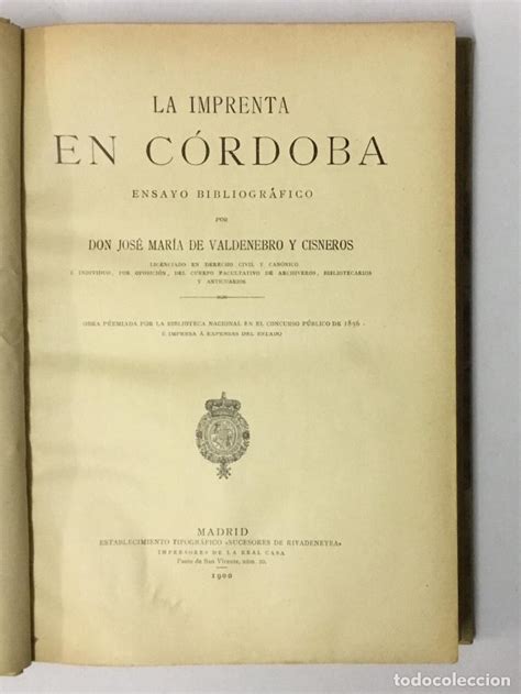 jose maria valdenebro|La imprenta en Córdoba : Valdenebro y Cisneros, José María de。